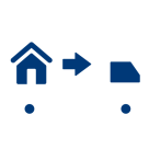 Icon eines Umzugswagens mit Haus-Symbol – Darstellung der VIP-Umzugsleistung