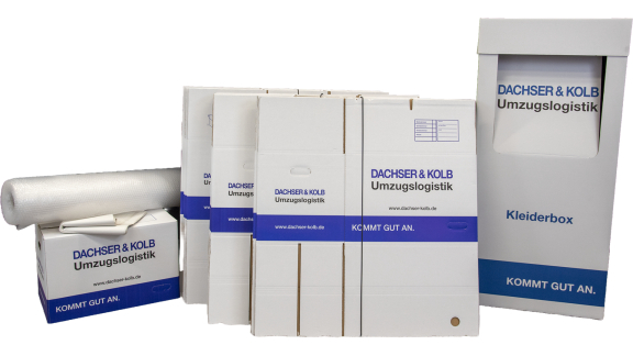 Umzugskartons und Kleiderbox von DACHSER & KOLB für einen stressfreien Umzug.