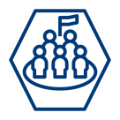 Icon zum Thema Auswandern nach USA – Darstellung der Einwohnerzahl mit Personensymbolen und Flagge