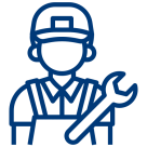 Symbol eines Servicemitarbeiters mit Schraubenschlüssel – zusätzliche Services