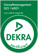 Das DEKRA-Siegel Umweltmanagement ISO 14001 als Nachweis für nachhaltige und ESG-konforme Firmenumzüge mit DACHSER & KOLB.